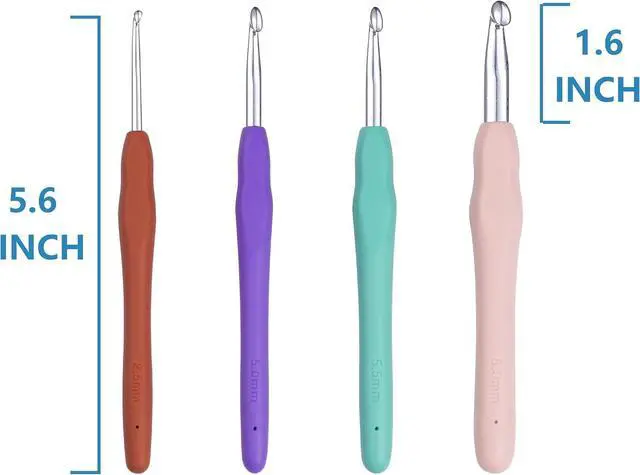 Alt view image 4 of 7 - Ortarco Crochet Hooks Set, Ergonomic Soft Handle for Arthritic Hands, 2.5mm- 8mm 4 Size Knitting Needles for Beginners and Crocheting Yarn (4)