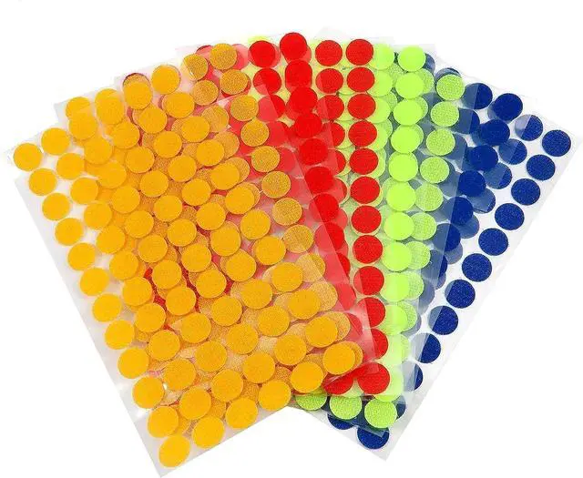 Main image of Colorful Self Adhesive Dots 600 pcs (300 Pairs) Strong Adhesive 3/4 inch Diameter Hook and Loop Sticky Back Coins Nylon Coins Hook and Loop Dots with Waterproof Sticky Glue for Classroom Office Home