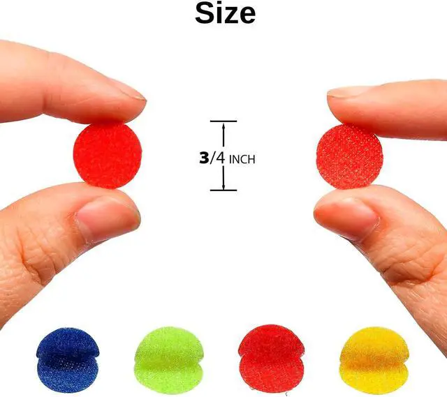 Alt view image 2 of 6 - Colorful Self Adhesive Dots 600 pcs (300 Pairs) Strong Adhesive 3/4 inch Diameter Hook and Loop Sticky Back Coins Nylon Coins Hook and Loop Dots with Waterproof Sticky Glue for Classroom Office Home