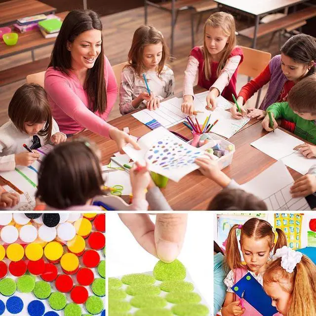 Alt view image 3 of 6 - Colorful Self Adhesive Dots 600 pcs (300 Pairs) Strong Adhesive 3/4 inch Diameter Hook and Loop Sticky Back Coins Nylon Coins Hook and Loop Dots with Waterproof Sticky Glue for Classroom Office Home
