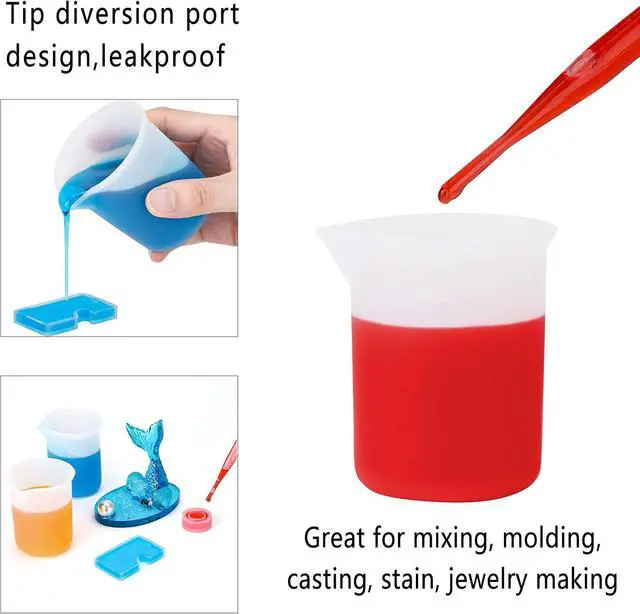 Alt view image 4 of 7 - Gartful 100ml Resin Measuring Cups, 9PCS 3 oz Graduated Silicone Resin Mixing Cups, Reusable Stir and Pour Tools for Epoxy Resin, Jewelry Casting Moulds, Acrylic Paint Pouring, Cup Making