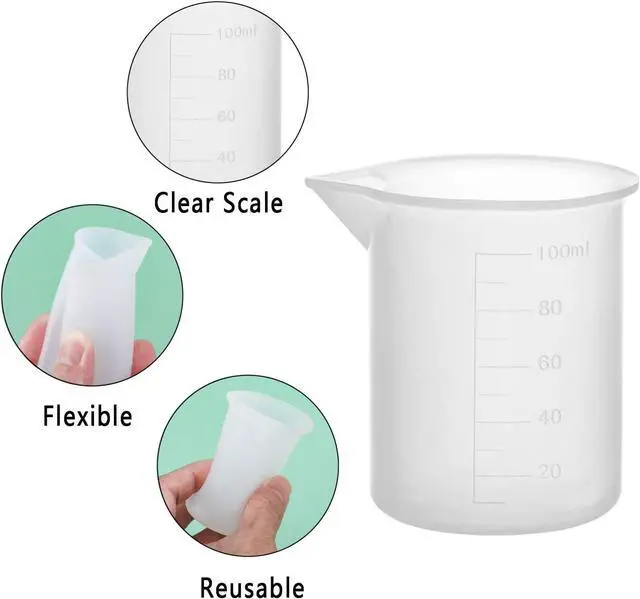 Alt view image 6 of 7 - Gartful 100ml Resin Measuring Cups, 9PCS 3 oz Graduated Silicone Resin Mixing Cups, Reusable Stir and Pour Tools for Epoxy Resin, Jewelry Casting Moulds, Acrylic Paint Pouring, Cup Making