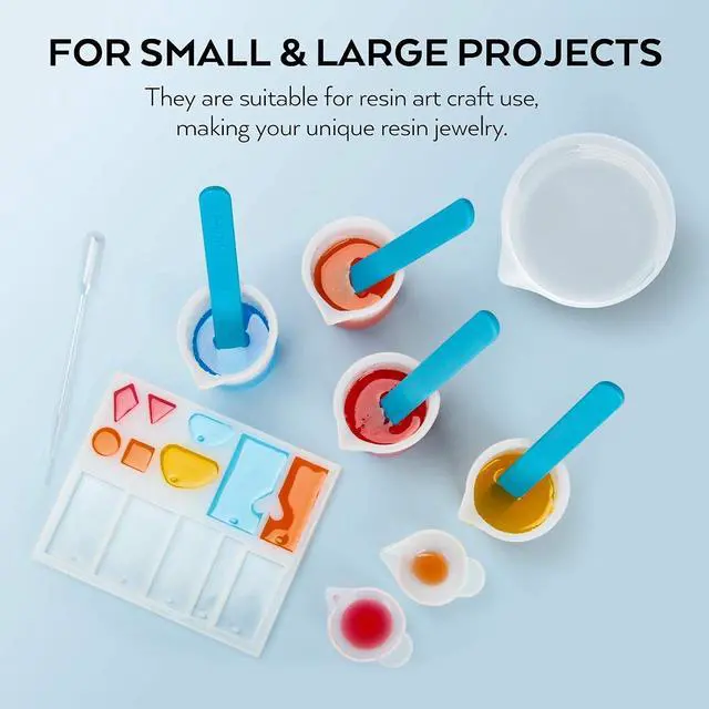 Alt view image 6 of 6 - Silicone Resin Measuring Cups Tool Kit- Nicpro 250 & 100 ml Measure Cups, Silicone Popsicle Stir Sticks, Pipettes, Finger Cots for Epoxy Resin Mixing, Molds, Jewelry Making, Waxing, Easy Clean