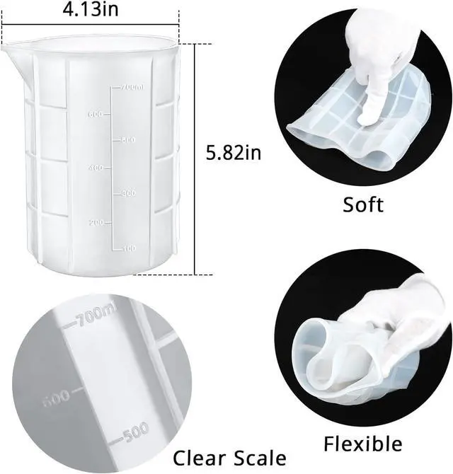Alt view image 3 of 7 - Gartful 700ml Extra Large Silicone Mixing Cups for Epoxy Resin, 23 oz Measuring Cups, Casting Making Crafts, Acrylic Paint Pouring, Butter,Chocolate, Microwavable, Flexible Reusable Tool