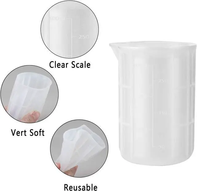 Alt view image 4 of 7 - Gartful 300ml Large Silicone Measuring Cups, 10 oz Epoxy Resin Mixing Cups, Jewelry Casting Molds, Acrylic Paint Pouring, Cup Making, Nonstick Reusable, Set of 2