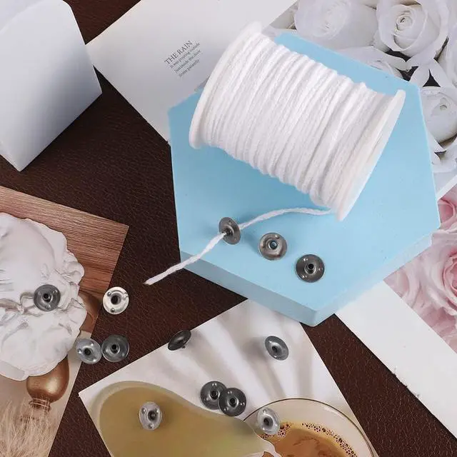 Alt view image 2 of 6 - 200 Ft Cotton Candle Wick Roll with 100 Metal Sustainer Tabs