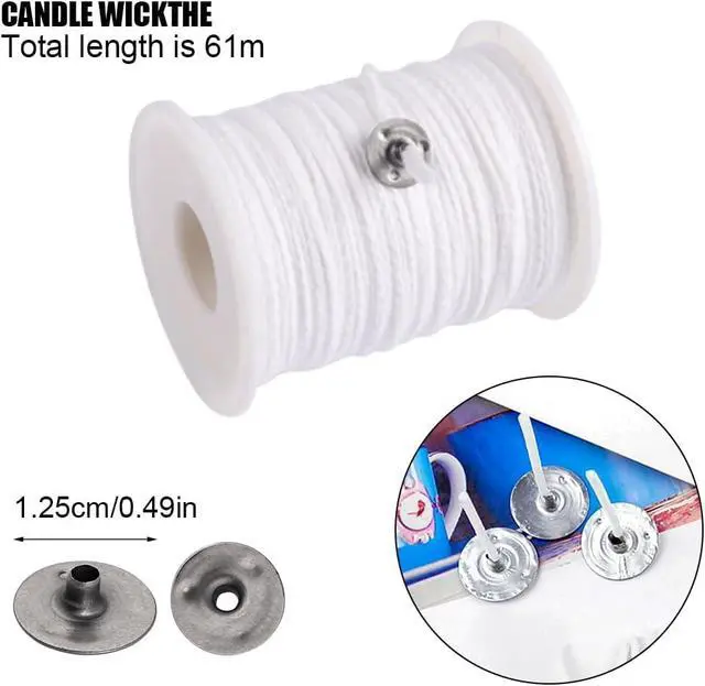 Alt view image 3 of 6 - 200 Ft Cotton Candle Wick Roll with 100 Metal Sustainer Tabs