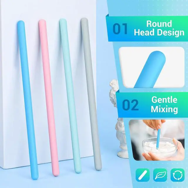 Alt view image 3 of 7 - Gartful 4PCS Colored Silicone Stir Sticks, Reusable Mixing Sticks for Epoxy Resin, Paint, Making Glitter Tumblers Cups, Arts, Crafts, Facial Mask Stirring Rods, 4 Colors