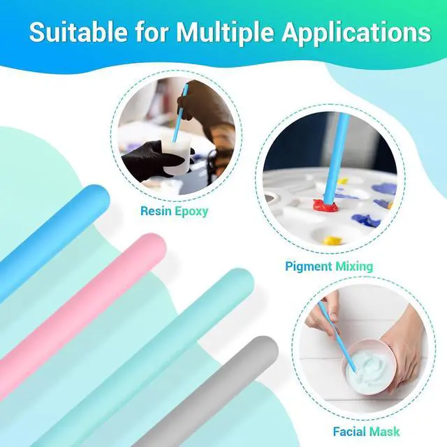 Alt view image 5 of 7 - Gartful 4PCS Colored Silicone Stir Sticks, Reusable Mixing Sticks for Epoxy Resin, Paint, Making Glitter Tumblers Cups, Arts, Crafts, Facial Mask Stirring Rods, 4 Colors