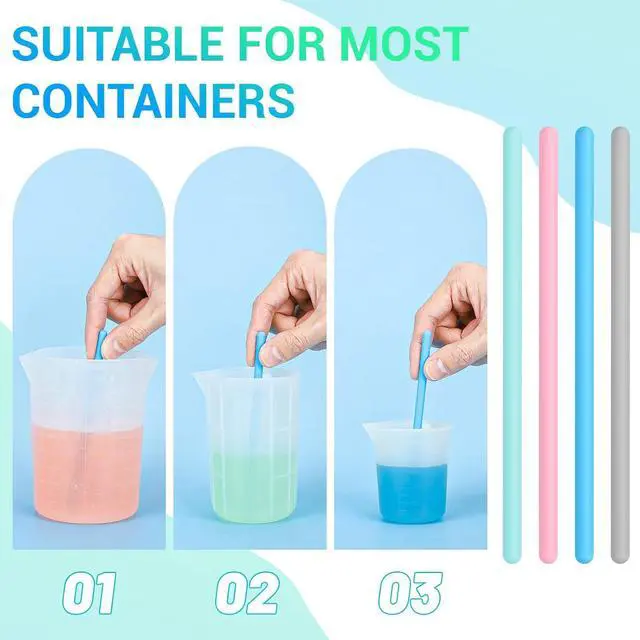 Alt view image 7 of 7 - Gartful 4PCS Colored Silicone Stir Sticks, Reusable Mixing Sticks for Epoxy Resin, Paint, Making Glitter Tumblers Cups, Arts, Crafts, Facial Mask Stirring Rods, 4 Colors