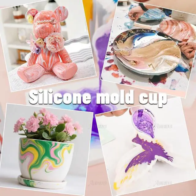 Alt view image 4 of 6 - AUEAR, 10 Pack Silicone Mold Cup Dispenser Mini Measuring Mixing for DIY Jewelry Making Epoxy Resin Craft