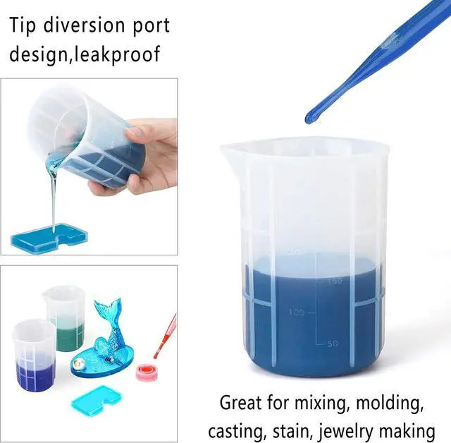Alt view image 6 of 7 - Gartful 300ml Large Silicone Measuring Cups, 10 oz Epoxy Resin Mixing Cups, Jewelry Casting Molds, Acrylic Paint Pouring, Cup Making, Nonstick Reusable, Set of 2