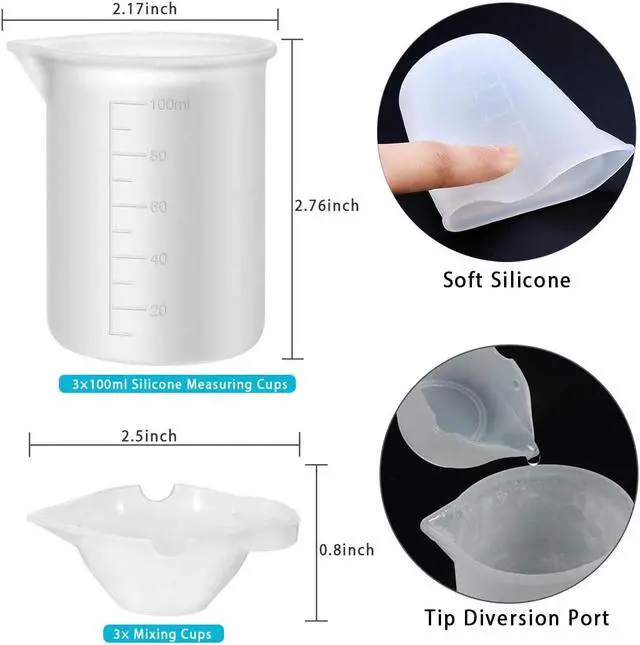 Alt view image 3 of 7 - Resin Tools Set 22pcs, A3 Silicone Sheet with 100 ml Measuring Mixing Cups, Brushes Stir Sticks Spoons, Pipette for Epoxy Resin DIY Crafts Painting