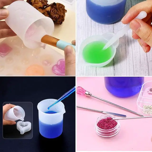 Alt view image 6 of 7 - Resin Tools Set 22pcs, A3 Silicone Sheet with 100 ml Measuring Mixing Cups, Brushes Stir Sticks Spoons, Pipette for Epoxy Resin DIY Crafts Painting