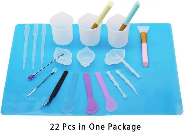 Alt view image 7 of 7 - Resin Tools Set 22pcs, A3 Silicone Sheet with 100 ml Measuring Mixing Cups, Brushes Stir Sticks Spoons, Pipette for Epoxy Resin DIY Crafts Painting