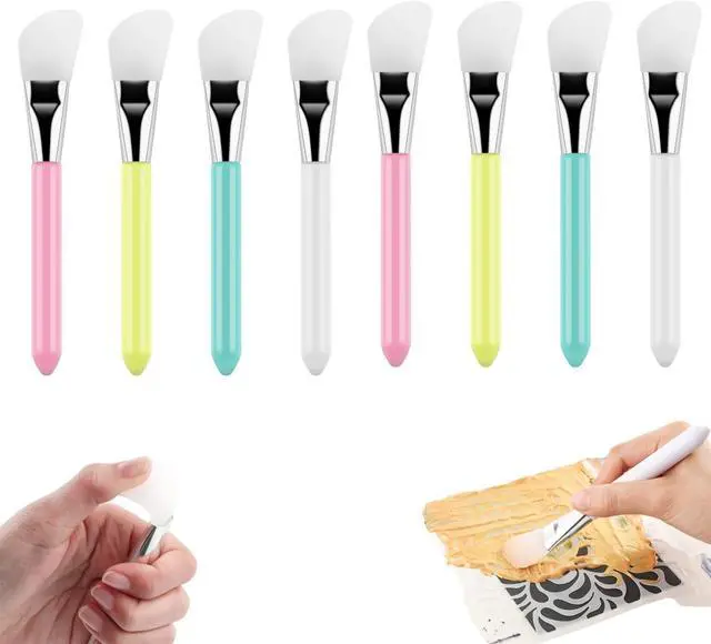 Main image of BAOFALI 8 Pcs Silicone Craft Brush, Spatula Mixed Media Brushes; Reusable Resin Epoxy Brushes Set Spreading Toolfor DIY Painting Mixing & Spreading to Glitter TumblersArt Blending Tool