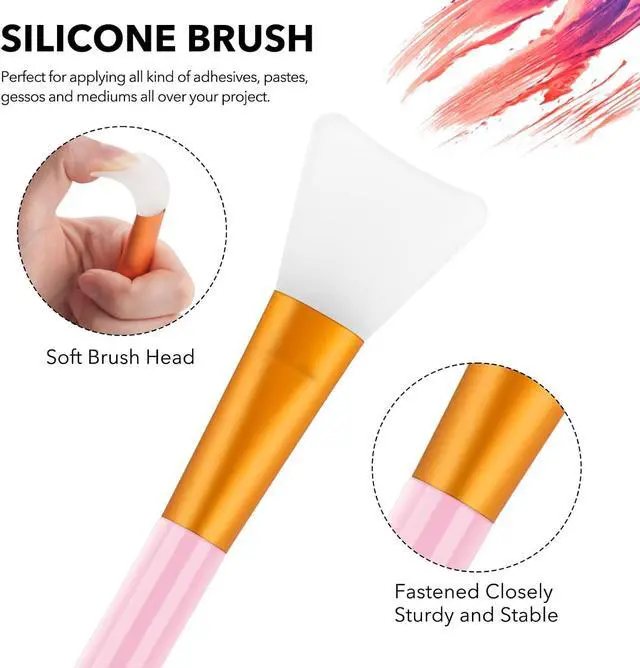 Alt view image 4 of 7 - BAOFALI 8 Pcs Silicone Craft Brush, Spatula Mixed Media Brushes; Reusable Resin Epoxy Brushes Set Spreading Toolfor DIY Painting Mixing & Spreading to Glitter TumblersArt Blending Tool