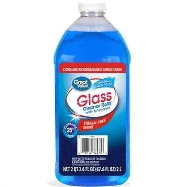 Main image of Great Value Glass Cleaner Refill, 67.6 fl oz, StreakFree Shine Original Fresh Scent for Windows, Mirrors, Home and Automotive Glass