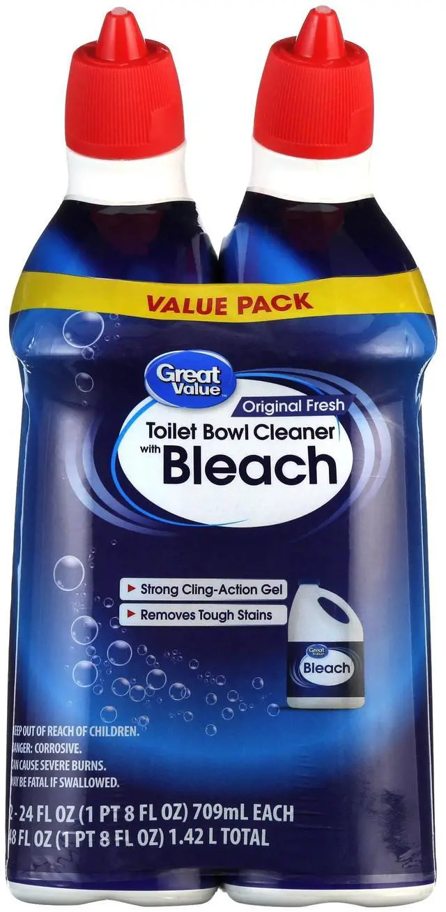 Main image of Great Value 2Pack 24oz Toilet Bowl Cleaner, Fresh Scent ClingAction Gel, HeavyDuty Stain Remover for Bathroom Toilet Maintenance