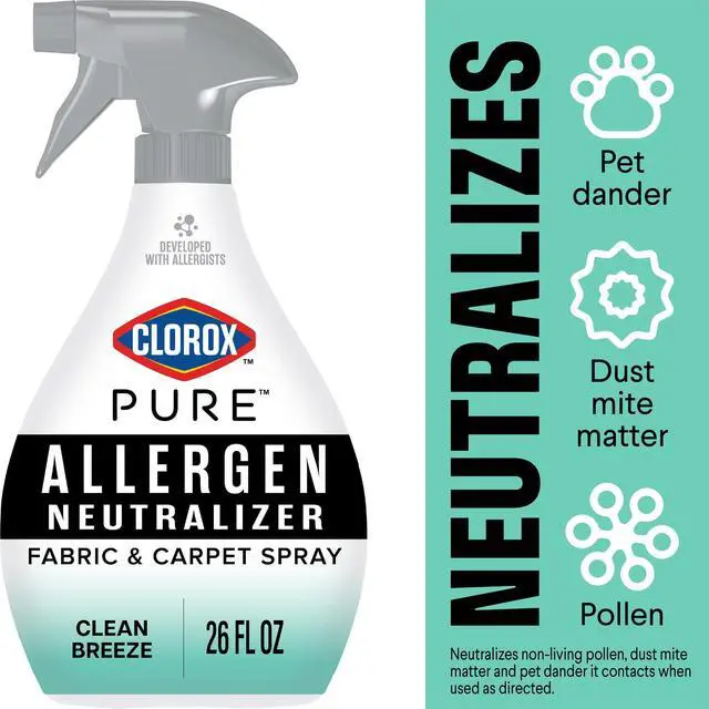 Alt view image 5 of 6 - Clorox 26oz PURE Fabric and Carpet Spray, Clean Breeze Fragrance, AllerFresh Technology Neutralizes Invisible Allergens on Soft Surfaces