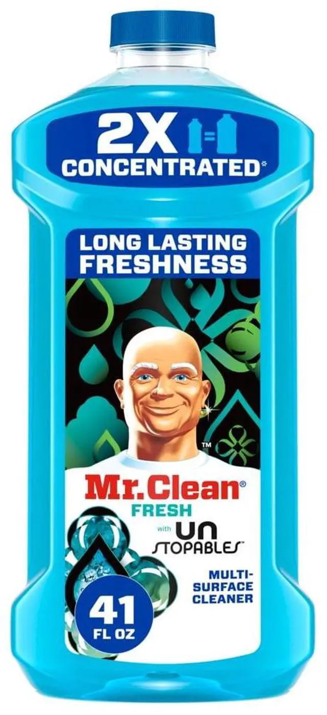 Alt view image 6 of 6 - Mr. Clean 41oz AllPurpose Cleaning Liquid, 2X Concentrated Unstopables Fresh Fragrance, Versatile Cleaner for Tile, Sealed Hardwood, Tubs and Kitchen Surfaces