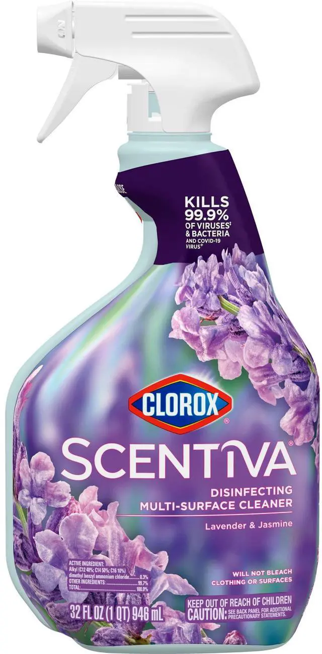 Main image of Clorox 32oz Scentiva Household Cleaning Spray, Lavender & Jasmine Fragrance, Cuts Dirt, Grease and Soap Scum for Kitchen and Bathroom HardSurface Cleaning