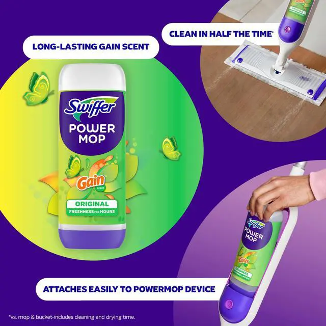 Alt view image 4 of 7 - Swiffer 25.3oz GainScent PowerMop Refill Liquid, Cuts Sticky Messes, FastDrying Cleaner for Sealed Household Floor Surfaces