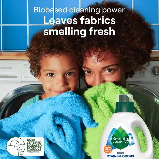 Alt view image 5 of 7 - Seventh Generation 90oz FreshScent Concentrated Laundry Detergent, 60Load, EssentialOilFragranced, Stain & Odor Remover for FamilyHousehold Laundry