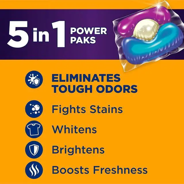 Alt view image 4 of 4 - 1. ARM & HAMMER Plus OxiClean Odor Blasters Laundry Detergent Power Paks, Fresh Burst Scent, 42Count, 5in1 HECompatible PreMeasured Pacs