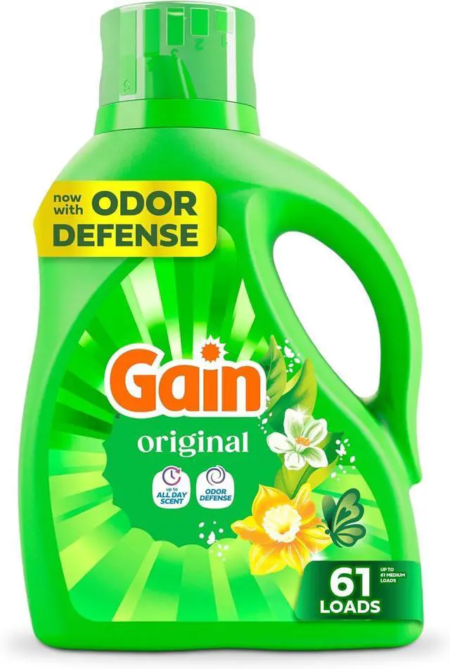 Main image of Gain Odor Defense Liquid Laundry Detergent, Original Scent, 81 fl oz, 61 Loads, HECompatible, AllDay Fresh Fragrance