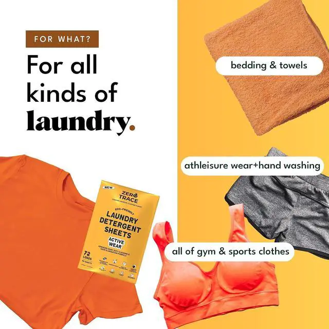 Alt view image 4 of 4 - Zero Trace EcoFriendly AllNatural Laundry Detergent Sheets, 36 Sheets / 72 Loads, PROTECH Formula for ActiveWear & Travel Use
