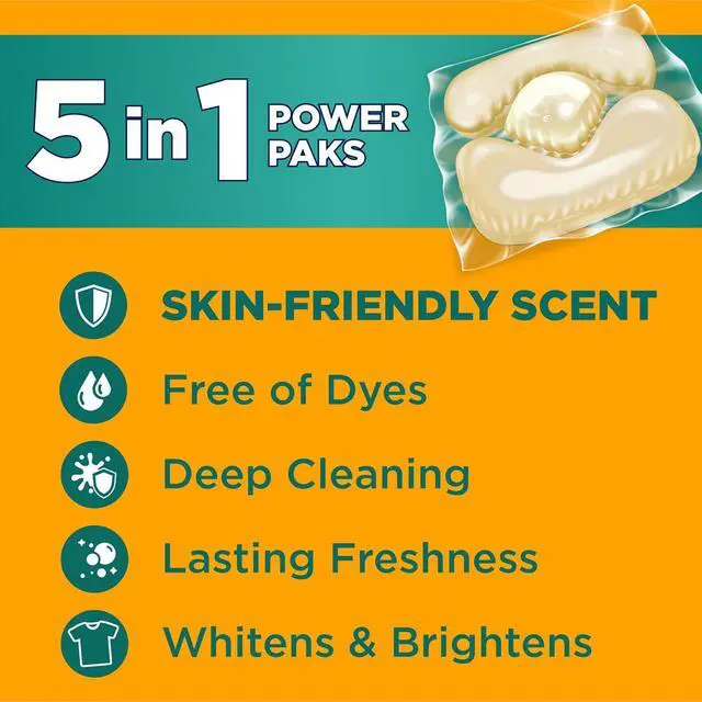Alt view image 2 of 4 - ARM & HAMMER SensitiveSkin 5in1 Laundry Detergent Power Paks, Fresh Scent, 42Count, Hypoallergenic DyeFree PreMeasured Pods