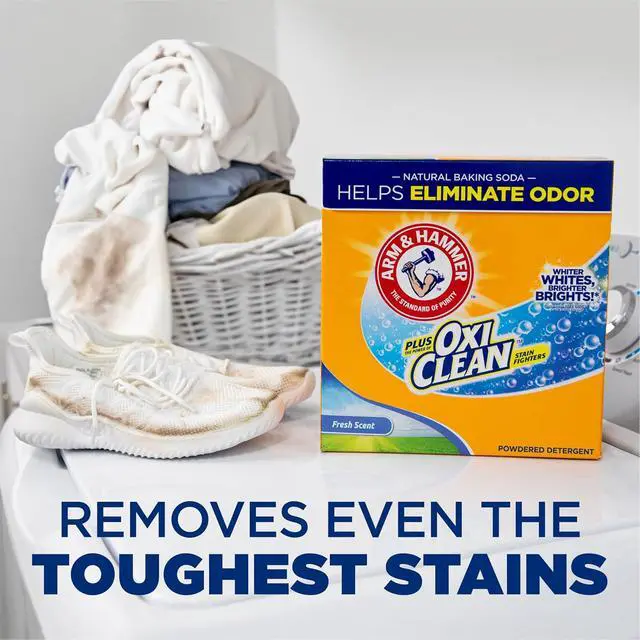 Alt view image 4 of 4 - ARM & HAMMER Plus OxiClean Powder Laundry Detergent, Fresh Scent, 3.48 lbs, Powerful Tough Stain Removal, HE & Standard Washer Compatible