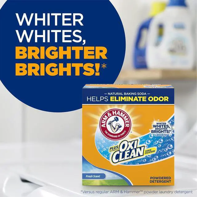 Alt view image 2 of 4 - ARM & HAMMER Plus OxiClean Powder Laundry Detergent, Fresh Scent, 3.48 lbs, Powerful Tough Stain Removal, HE & Standard Washer Compatible