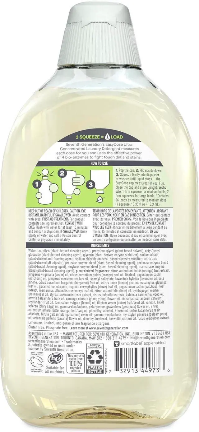 Alt view image 2 of 4 - Seventh Generation Ultra Power Plus Clean Scent Laundry Detergent, 23.1 fl oz, 66 Loads, EasyDose AutoDosing Technology, EPA Safer Choice Certified