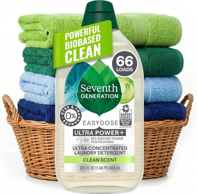 Main image of Seventh Generation Ultra Power Plus Clean Scent Laundry Detergent, 23.1 fl oz, 66 Loads, EasyDose AutoDosing Technology, EPA Safer Choice Certified