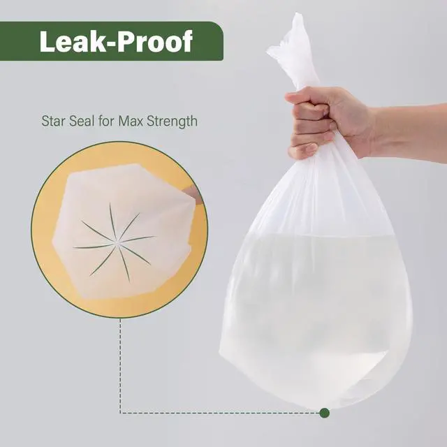 Alt view image 3 of 4 - Jaoul 1.2 Gallon Unscented Small Trash Bags, White Translucent 100Count, StarSealed LeakResistant Can Liners for Bathroom, Bedroom and Car