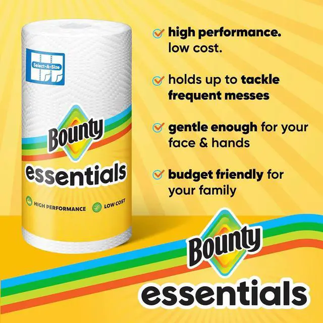Alt view image 2 of 4 - Bounty Essentials SelectASize Paper Towels, White, 6 Double Rolls, 108 Sheets Per Roll, CustomSize Sheets for Household Cleaning