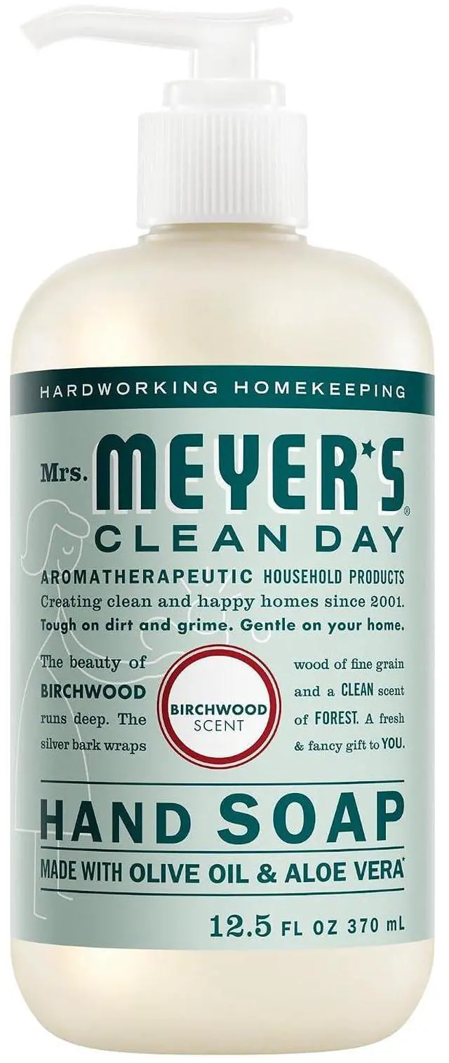 Main image of MRS. MEYER'S CLEAN DAY Liquid Hand Soap, Birchwood Scent, 12.5 fl oz, Nondrying Formula with Essential Oils, ParabenPhthalateFree