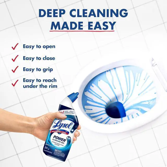 Alt view image 3 of 4 - Lysol Power Clinging Gel Toilet Bowl Cleaner, 24oz, 2Pack, BleachFree SepticSafe, Angled Neck for UnderRim Cleaning, Fights Stains & Odors