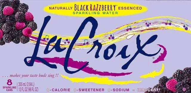 Main image of La Croix Black Razzberry Sparkling Water, 12 fl oz, Pack of 8, Zero Calorie Zero Sweetener, NonGMO Recyclable BPAFree Cans