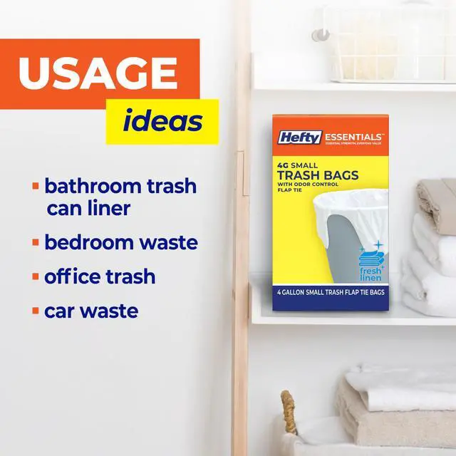 Alt view image 5 of 7 - Hefty Essentials 4 Gallon Trash Bags, White, Fresh Linen Scent, 52ct