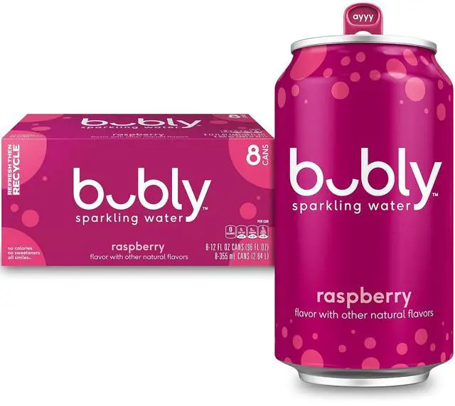 Alt view image 5 of 5 - bubly Sparkling Water, Raspberry, 12 Fl Oz Cans (8 Pack)