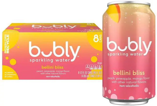 Main image of bubly Sparkling Water, Bellini Bliss, 12 Fl Oz Cans (8 Pack)