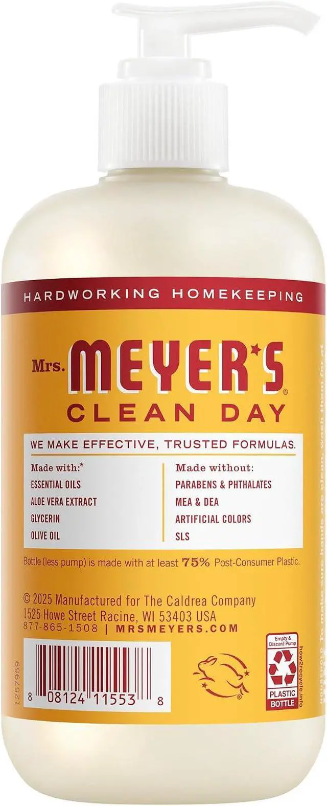 Alt view image 4 of 4 - MRS. MEYER'S CLEAN DAY Hand Soap, Clementine Scent, 12.5 Fl Oz Bottle