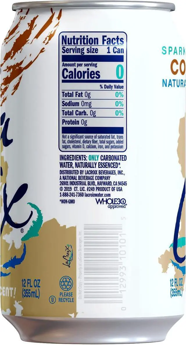 Alt view image 4 of 4 - La Croix, Water Sparkling Coconut, 12 Fl Oz, 8 Count