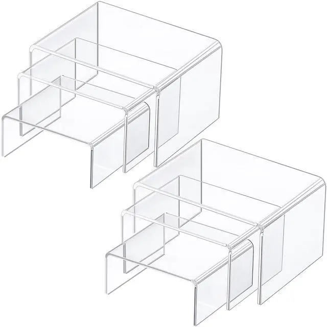 Main image of Chuangdi 2 Sets Display Risers Figure Food Stand, Clear, Small