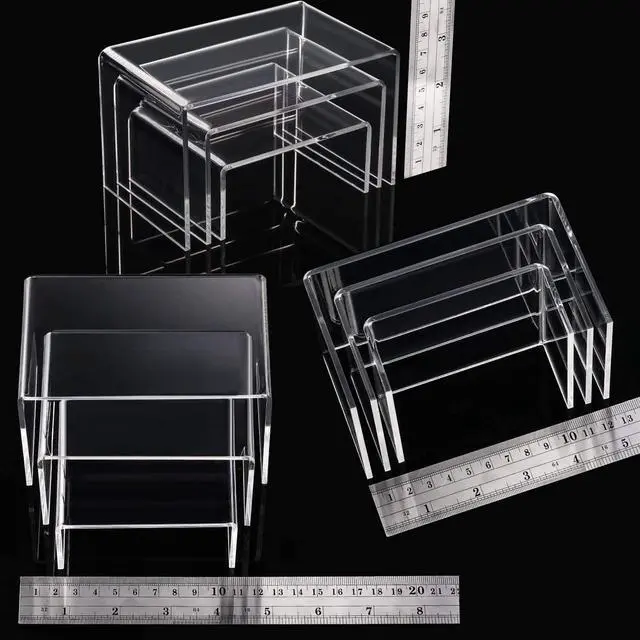 Alt view image 3 of 6 - Chuangdi 2 Sets Display Risers Figure Food Stand, Clear, Small