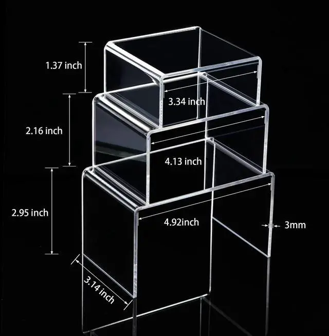 Alt view image 6 of 6 - Chuangdi 2 Sets Display Risers Figure Food Stand, Clear, Small