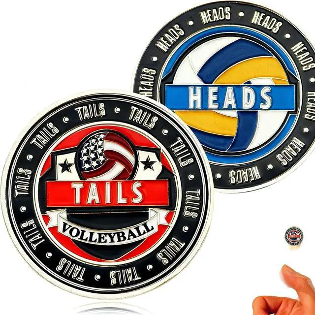 Main image of Volleyball Coin Tosser 1.57 Inch - Heads and Tails Sports Coins for Coin Tossing, Referee Equipment Portable Accessories for Training Competition